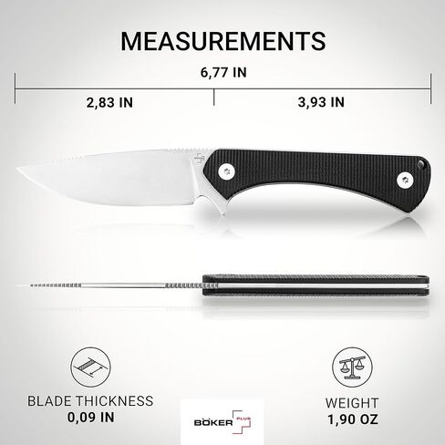 BOKER MAGNUM® Brasa - سكين صيد كامل التانغ EDC بشفرة ثابتة - مقبض G10 أسود وغمد Kydex - سكين حزام احتياطي خفيف الوزن مع شفرة نقطة إسقاط 2.83 بوصة in Kuwait