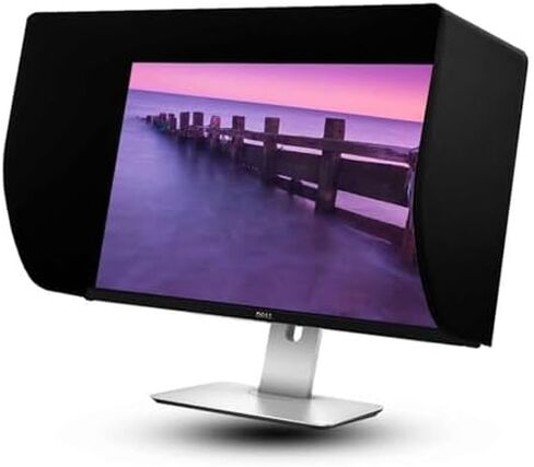 Universal Leather Monitor Hood, 19-32 Inch Sun Visor, All-Sides Cove, Anti-Glare Protection for Home & Office, Enhances Screen Visibility, Ideal for Gamers & Designers in Kuwait