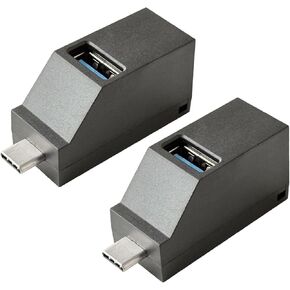 موزع منافذ USB C، قاعدة وصل 3 منافذ USB C [عبوة من قطعتين] محور USB صغير، محور USB من النوع C USB عالي السرعة للتوصيل والتشغيل، محول USB C محمول للكمبيوتر الشخصي والكمبيوتر المحمول - أسود in Kuwait