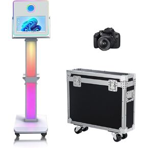 15.6 inch Photo Booth Machine Selfie Portable Touch Screen Photobooth with RGB Light,Sharing Station Photo Booth with Flight Case for Wedding Party Events (Black, Photo Booth Machine) in Kuwait