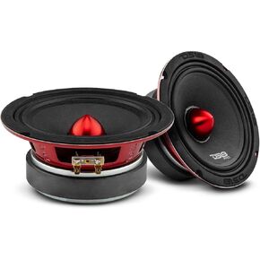 DS18 PRO-X6BM Loudspeaker - 6.5", Midrange, Red Aluminum Bullet, 500W Max, 250W RMS, 8 Ohms - Premium Quality Audio Door Speakers for Car or Truck Stereo Sound System - 2 Speakers in Kuwait
