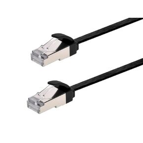 كابل تصحيح Monoprice Cat6A Ethernet - حذاء مسطح نحيف U/FTP 32AWG مصبوب بطول 7 أقدام أسود in Kuwait