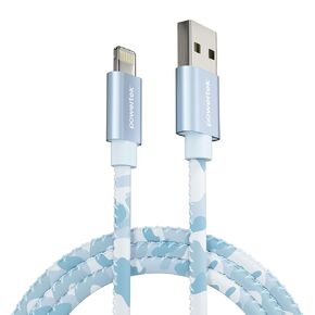 LIQUIPEL Powertek Camo MFi معتمد USB إلى شاحن Lightning، كابل 6 أقدام متوافق مع iPhone وiPad والمزيد (أزرق) in Kuwait