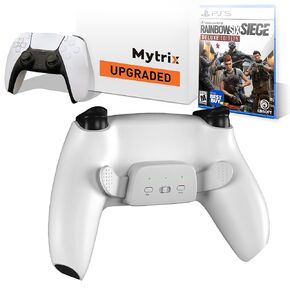 وحدة تحكم Mytrix المخصصة مع مجادفين قابلين لإعادة التعيين لجهاز PlayStation 5 (PS5)، وأزرار خلفية قابلة للبرمجة مع خاصية Turbo Auto-Fire السريع، و3 فتحات للإعداد على اللوحة - باللون الأبيض، مع Rainbow 6 Siege in Kuwait