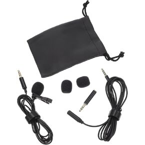 OSALADI Portable Clip-on Lapel Microphone for Phone and Camera, Noise Reduction Wired Lavalier Mic for Interview Recording and Live Streaming, Black in Saudi Arabia