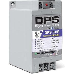 محول DPS أمريكي أحادي الطور إلى 3 مراحل، 5HP، 15A، الإدخال/الإخراج 200 فولت - 240 فولت، محول الطور الرقمي، يجب استخدامه لمحرك 3HP(2.2kW) 9A، يجب استخدام DPS لمحرك واحد فقط، مدرج في قائمة UL in Kuwait