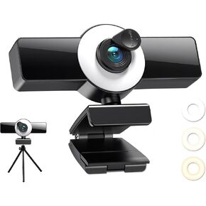 1080P Webcam with Microphone, Web Camera with Fill Light Privacy Cover and Tripod, Computer Camera for Zoom Meeting, Streaming, Video Call in Saudi Arabia