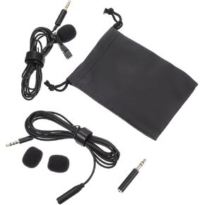 TIDTALEO Professional Clip-on Lapel Microphone with Noise Reduction for Interview Recording, Portable Wired Small Mic Compatible with Phone and Camera, Black in Saudi Arabia