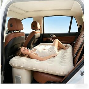 Car Air Mattress for Back Seat, Inflatable Car Bed with Built-in Rechargeable Cordless Air Pump, Support Column & Pillow Design, Portable Travel Car Sleeping Mattress for Sedan SUV Camping Road Trip in Kuwait