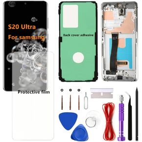شاشة OLED لهاتف Samsung Galaxy S20 Ultra 5G LCD تعمل باللمس تدعم بصمة الإصبع Galaxy S20Ultra SM-G988U SM-G988U1 (مع إطار أسود) in Kuwait