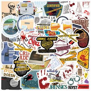 55PCS Horror Crime Scene Stickers for Water Bottles Laptop Journaling Guitar Phone, Forensic Science Sticker for Adults Teens Interesting Waterproof Vinyl Decals for Party Supplies in Kuwait