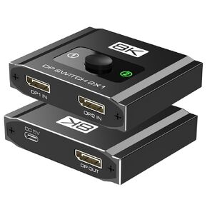 موزع منفذ العرض 1 في 3 مخرج، 8K@60 هرتز، 4K@120 هرتز، الدقة DP 1.4 صندوق اختيار محول DisplayPort، دعم DSC، محول منفذ العرض متوافق مع الكمبيوتر الشخصي، الكمبيوتر المحمول، الشاشة، الألعاب، التلفزيون، NVIDIA، AMD in Kuwait