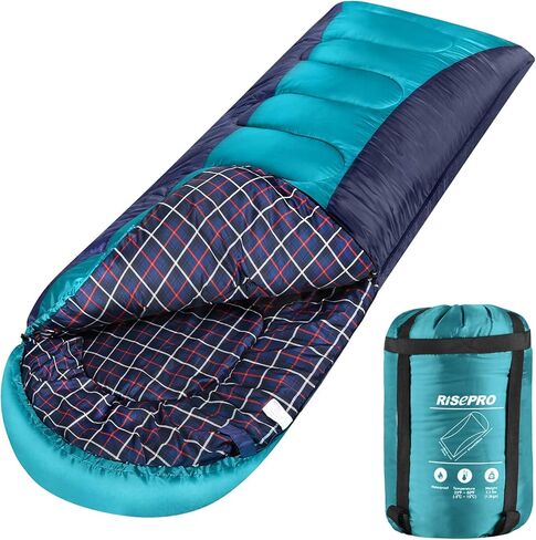 Flannel Sleeping Bag Lightweight, Portable, Waterproof 3-4 Seasons Warm Cold Weather Sleeping Bag for Adults & Kids - Indoor & Outdoor: Camping, Backpacking, Hiking in Kuwait
