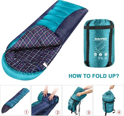 Flannel Sleeping Bag Lightweight, Portable, Waterproof 3-4 Seasons Warm Cold Weather Sleeping Bag for Adults & Kids - Indoor & Outdoor: Camping, Backpacking, Hiking in Kuwait