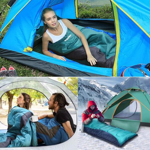 Flannel Sleeping Bag Lightweight, Portable, Waterproof 3-4 Seasons Warm Cold Weather Sleeping Bag for Adults & Kids - Indoor & Outdoor: Camping, Backpacking, Hiking in Kuwait