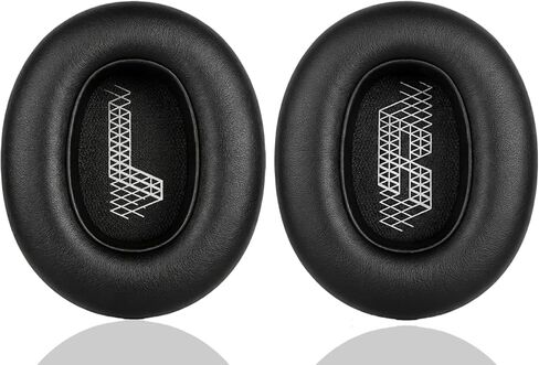 وسائد أذن بديلة لسماعات JBL E65BTNC/Live 650BTNC/Live 770NC/Live 660NC/Duet NC، وسائد سميكة للغاية، غطاء أكواب الأذن، وسادات أذن من الجلد الناعم وإسفنج الذاكرة - أسود in Kuwait