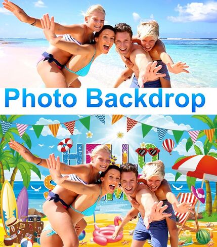 خلفية Hello Summer Beach، مقاس 72 × 44 بوصة للمدارس الكبيرة لخلفية الصيف لافتة نهاية العام الدراسي لديكورات حفلات شاطئ حمام السباحة في هاواي in Kuwait