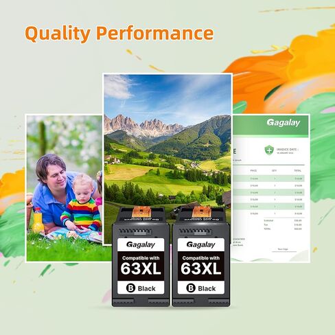 63XL Black Ink Cartridge (2-pack) High-yield for HP Ink 63 63XL HP63 XL Combo Pack Works for DeskJet 1112, 2130, 3630 Series; ENVY 4510, 4520 Series; OfficeJet 3830, 4650, 5200 Series Printer F6U62AN in Kuwait