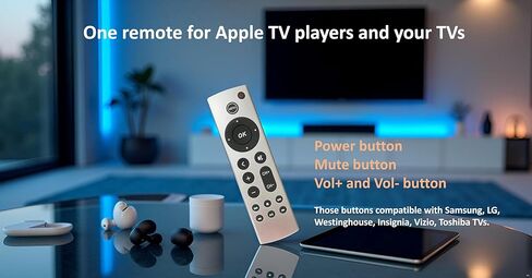 Universal Remote Compatible with Apple TV Gen 1 2 3 4 HD 4K A1218/MA711 A1378/MC572 A1427/MD199 A1625/MGY52/MLNC2 A1842/MQD22/MP7P2 in Kuwait
