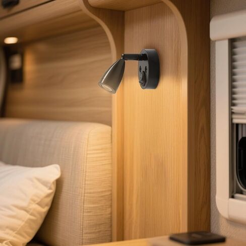 2 حزمة من مصابيح القراءة RV مع منافذ USB، مصباح LED أبيض دافئ 3000K، رقبة قابلة للتعديل، 3 وات، هيكل من الألومنيوم للشاحنة والقارب in Kuwait