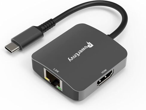 USB-C to HDMI & Ethernet Cable Hub Adapter by PowerEnvy - 4K HDMI, Ethernet 100M LAN, Aluminum Portable Type-C Hub for MacBook Pro/Air, iPad Pro, XPS, MateBook & More in Kuwait
