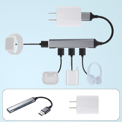 محور شحن 4 في 1 مع محول طاقة، موزع USB 3.0 محمول متعدد المنافذ، شاحن موسع USB متعدد الشاحن لأجهزة الكمبيوتر المحمول Xbox وكاميرا لوحة المفاتيح وسوار الطابعة وما إلى ذلك in Kuwait