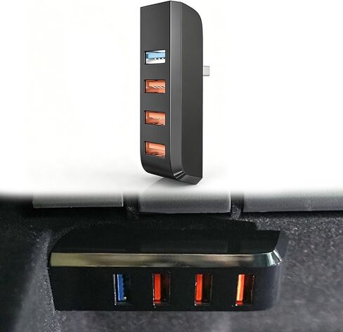 Glove Box USB Hub for Tesla Model Y (2021-2024) & Model 3 (2021-2023), 4-in-1 Docking Station, USB A 3.0 High-Speed Data Transfer & Charging for Dashcam, Sentry Mode, SSD, Game Controllers, Music in Kuwait
