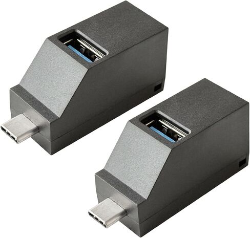 موزع منافذ USB C، قاعدة وصل 3 منافذ USB C [عبوة من قطعتين] محور USB صغير، محور USB من النوع C USB عالي السرعة للتوصيل والتشغيل، محول USB C محمول للكمبيوتر الشخصي والكمبيوتر المحمول - أسود in Kuwait