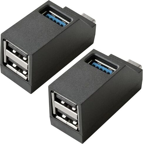 موزع منافذ USB C، قاعدة وصل 3 منافذ USB C [عبوة من قطعتين] محور USB صغير، محور USB من النوع C USB عالي السرعة للتوصيل والتشغيل، محول USB C محمول للكمبيوتر الشخصي والكمبيوتر المحمول - أسود in Kuwait