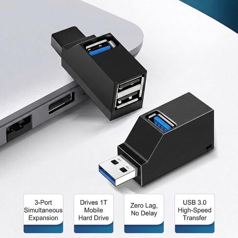 USB Hub,3 Port High USB 3.0 Speed Splitter Plug and Play Bus Powered for Mac Pro/Mini,iMac, Surface Pro,XPS,Notebook PC,USB Flash Drives,Mobile HDD, and More in Kuwait