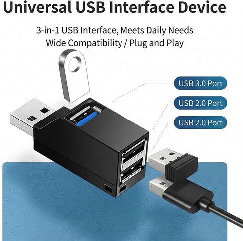 USB Hub,3 Port High USB 3.0 Speed Splitter Plug and Play Bus Powered for Mac Pro/Mini,iMac, Surface Pro,XPS,Notebook PC,USB Flash Drives,Mobile HDD, and More in Kuwait