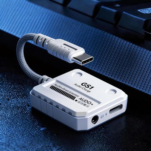 【2 في 1】 محول صوت USB-C إلى 3.5 مم، شحن سريع 60 وات PD، صوت HiFi عالي الدقة، شريحة DAC، تشغيل وشحن، زمن استجابة منخفض، متوافق مع iPhone 15، Samsung، iPad Pro، الهواتف والأجهزة اللوحية من النوع C، محمول in Kuwait