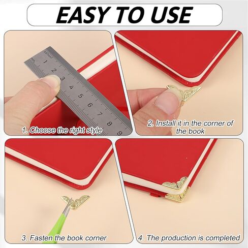 HJZHII 240Pcs Metal Book Corner Protectors, 6 Colors Vintage Book Corner Protectors for Photo Album, Crafting, Scrapbooking, Notebook Cover Schoolbook in Kuwait