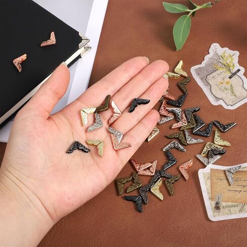 HJZHII 240Pcs Metal Book Corner Protectors, 6 Colors Vintage Book Corner Protectors for Photo Album, Crafting, Scrapbooking, Notebook Cover Schoolbook in Kuwait