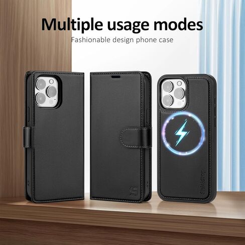 Shieldtop متوافق مع Magsafe المغناطيسي 2 في 1 حافظة محفظة iPhone 15 Pro Max قابلة للفصل مع فتحات ائتمان لحامل البطاقة للرجال والنساء، جلد PU RFID مع مسند قلاب لهاتف Apple 15 Pro Max، أسود in Kuwait