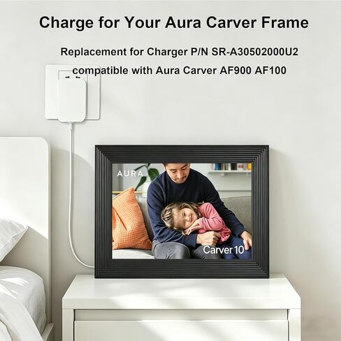 لاستبدال سلك الطاقة بإطار Aura، شاحن مدرج في قائمة UL لإطار الصورة الرقمية Aura Carver AF900 AF100 مع كابل شحن بطول 5 أقدام in Kuwait