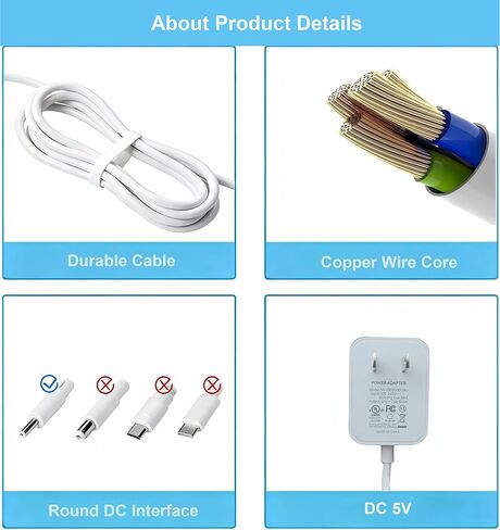 لاستبدال سلك الطاقة بإطار Aura، شاحن مدرج في قائمة UL لإطار الصورة الرقمية Aura Carver AF900 AF100 مع كابل شحن بطول 5 أقدام in Kuwait