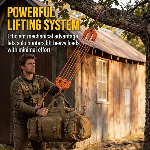 Game & Gear Hoist Block and Tackle Pulley System, 1000LBS Heavy Duty Nylon Pulley System, Portable Lightweight Lifting Tool for Camping, Hunting, Outdoor and Backcountry Activities in Kuwait
