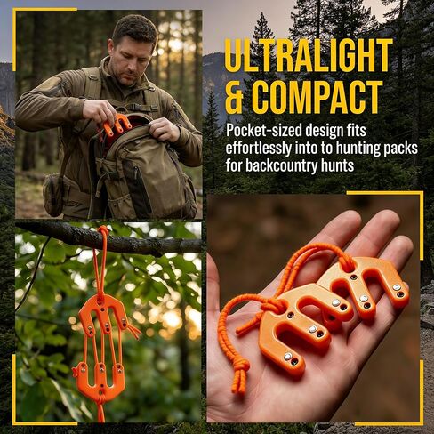 Game & Gear Hoist Block and Tackle Pulley System, 1000LBS Heavy Duty Nylon Pulley System, Portable Lightweight Lifting Tool for Camping, Hunting, Outdoor and Backcountry Activities in Kuwait