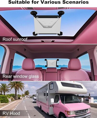Mwin Starlink Mini Mount - كوب شفط لملحقات Starlink Mini ميكانيكية فتحة سقف السيارة - حامل نافذة سقف قوي لإشارة الأقمار الصناعية المستقرة في المركبات الترفيهية والقوارب ورحلات الطريق (أسود) in Kuwait
