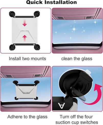 Mwin Starlink Mini Mount - كوب شفط لملحقات Starlink Mini ميكانيكية فتحة سقف السيارة - حامل نافذة سقف قوي لإشارة الأقمار الصناعية المستقرة في المركبات الترفيهية والقوارب ورحلات الطريق (أسود) in Kuwait