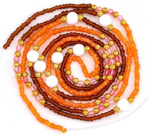 ELABEST 50inch Plus Size African Waist Beads Belly Chain Non-Stretching Tie-on Bead Jewelry Accessories for Women and Girls in Saudi Arabia