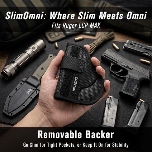 SlimOmni LCP MAX Holster Pocket & IWB Combo (جيب وحافظة IWB لـ LCP MAX)، متعدد الاستخدامات، ارتفاع قابل للتعديل بالكامل وغير قادر، داعم قابل للإزالة، يتضمن مشبك معدني in Kuwait