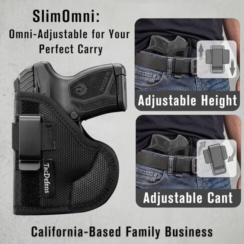 SlimOmni LCP MAX Holster Pocket & IWB Combo (جيب وحافظة IWB لـ LCP MAX)، متعدد الاستخدامات، ارتفاع قابل للتعديل بالكامل وغير قادر، داعم قابل للإزالة، يتضمن مشبك معدني in Kuwait