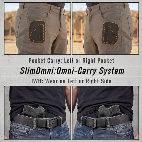 SlimOmni LCP MAX Holster Pocket & IWB Combo (جيب وحافظة IWB لـ LCP MAX)، متعدد الاستخدامات، ارتفاع قابل للتعديل بالكامل وغير قادر، داعم قابل للإزالة، يتضمن مشبك معدني in Kuwait