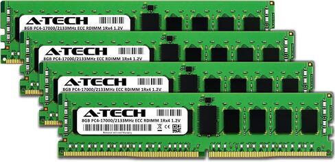 مجموعة A-Tech بسعة 32 جيجابايت (4 × 8 جيجابايت) من ذاكرة الوصول العشوائي لـ Dell PowerEdge FC430، FC640، M630، R430، R440، R540، R630، R740، R830، R840، T430 | ترقية ذاكرة الخادم المسجل DDR4 2133 ميجا هرتز PC4-17000 ECC RDIMM 1Rx4 in Kuwait