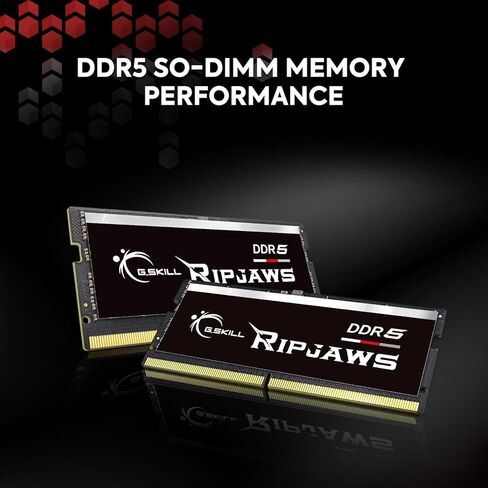 G.SKILL Ripjaws DDR5 SO-DIMM Series DDR5 RAM 32GB (2x16GB) 4800MT/s CL38-38-38-76 1.10V Unbuffered Non-ECC Notebook/Laptop Memory SO-DIMM (F5-4800S3838A16GX2-RS) in Kuwait