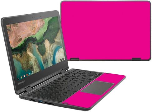 غلاف MightySkins متوافق مع Lenovo 300e Chromebook 11.6" (2018) - وردي فاقع صلب | غطاء ملتف من الفينيل واقٍ ومتين وفريد ​​من نوعه | سهل التطبيق والإزالة | صنع في الولايات المتحدة الأمريكية in Kuwait