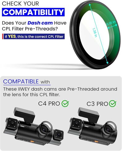 IIWEY C4 PRO 4-CH Dash Cam وفلتر CPL in Kuwait