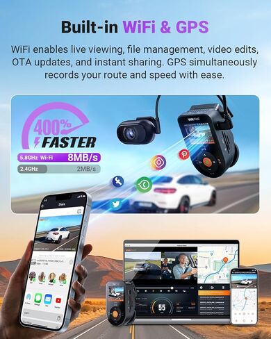 كاميرا Vantrue S1 Pro DMS AI Dash Cam الأمامية والداخلية، ADAS، DMS، كاميرا داش 2.7K ثنائية القناة، STARVIS 2 Dashcam، رؤية ليلية HDR، 5G WiF i& GPS، التطبيق/التحكم الصوتي، وضع انتظار السيارات 24/7، 1 تيرابايت بحد أقصى in Kuwait